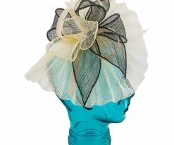 Dish - Jeanne Simmons Cream/Black Sinamay Fascinator Hat - 4436