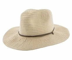 Poolside - Jeanne Simmons Ribbon Wide Brim Fedora Hat - 6981 Men