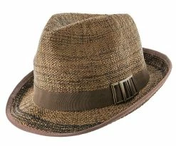 Chocolate - Jeanne Simmons Toyo Straw Trilby Fedora Hat - 6895 Men