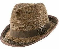 Chocolate - Jeanne Simmons Toyo Straw Trilby Fedora Hat - 6895 Men
