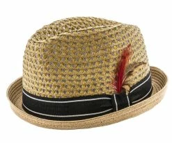 Curl - Jeanne Simmons Toyo Straw Stingy Brim Fedora Hat - 6873 Men
