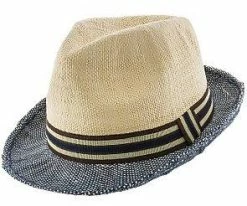 Men Ribbon - Jeanne Simmons Toyo Straw Trilby Fedora Hat - 6888