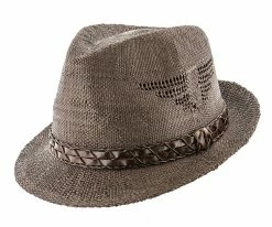 Men Tribal - Jeanne Simmons Natural Toyo Straw Trilby Fedora Hat - 6744