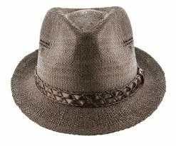 Men Tribal - Jeanne Simmons Natural Toyo Straw Trilby Fedora Hat - 6744