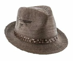 Men Tribal - Jeanne Simmons Natural Toyo Straw Trilby Fedora Hat - 6744