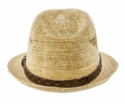 Men Tribal - Jeanne Simmons Natural Toyo Straw Trilby Fedora Hat - 6744