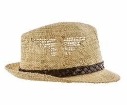 Men Tribal - Jeanne Simmons Natural Toyo Straw Trilby Fedora Hat - 6744