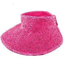 Roll Up - Jeanne Simmons Fuchsia Toyo Straw Fuschia Roll Up Visor Hat - 6207