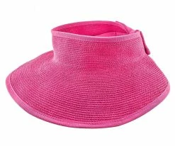 Roll Up - Jeanne Simmons Fuchsia Toyo Straw Fuschia Roll Up Visor Hat - 6207