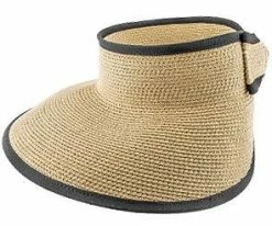 Men Roll Up - Jeanne Simmons Natural Toyo Straw Roll Up Visor Hat - 6200