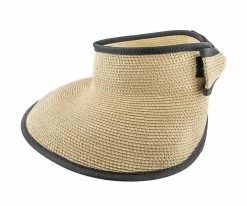 Men Roll Up - Jeanne Simmons Natural Toyo Straw Roll Up Visor Hat - 6200