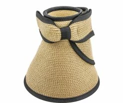 Men Roll Up - Jeanne Simmons Natural Toyo Straw Roll Up Visor Hat - 6200
