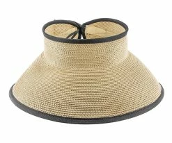 Men Roll Up - Jeanne Simmons Natural Toyo Straw Roll Up Visor Hat - 6200