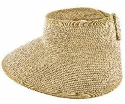 Roll Up - Jeanne Simmons Tan/Tweed Toyo Straw Tan Tweed Roll Up Visor Hat - 6204 Men