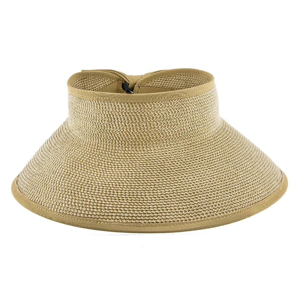 Outlet โ๏ธ Roll Up - Jeanne Simmons Tan/Tweed Toyo Straw Tan Tweed Roll Up Visor Hat - 6204 Men ๐ 3 Roll Up - Jeanne Simmons Tan/Tweed Toyo Straw Tan Tweed Roll Up Visor Hat - 6204 Men