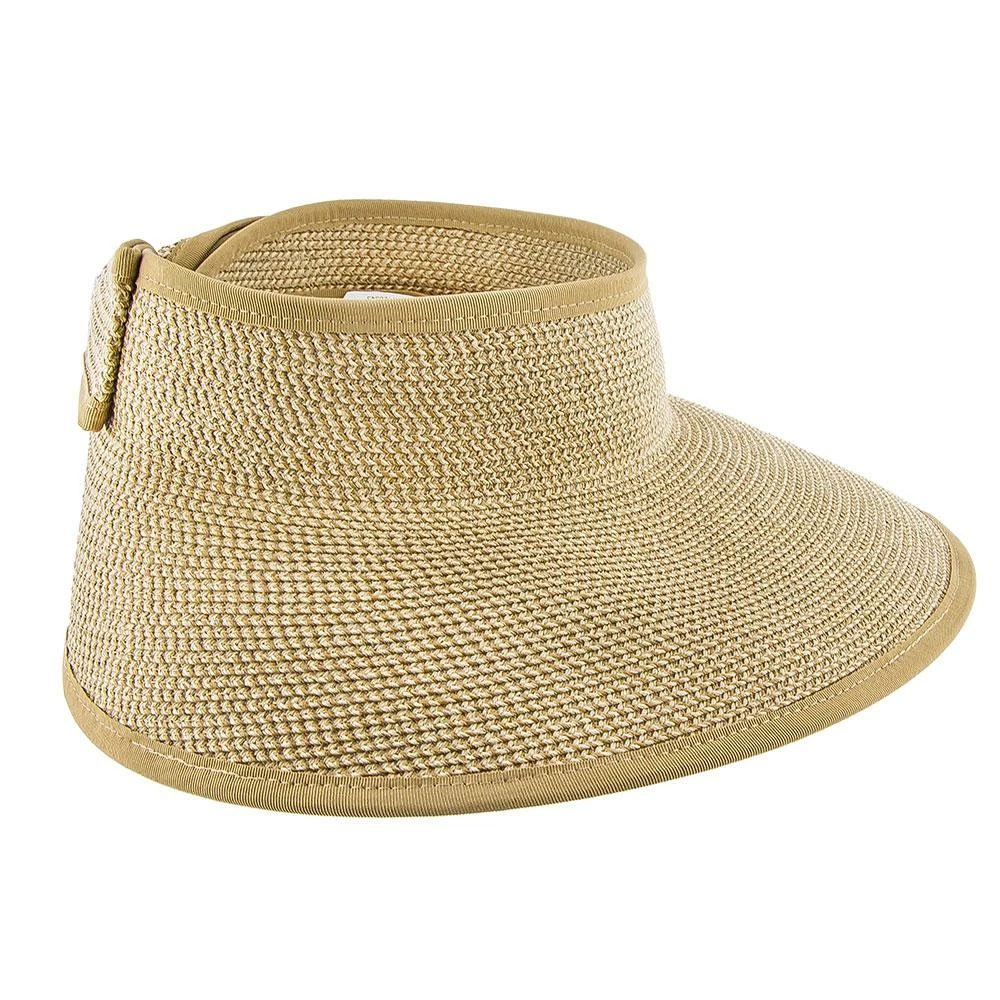 Outlet โ๏ธ Roll Up - Jeanne Simmons Tan/Tweed Toyo Straw Tan Tweed Roll Up Visor Hat - 6204 Men ๐ 4 Roll Up - Jeanne Simmons Tan/Tweed Toyo Straw Tan Tweed Roll Up Visor Hat - 6204 Men