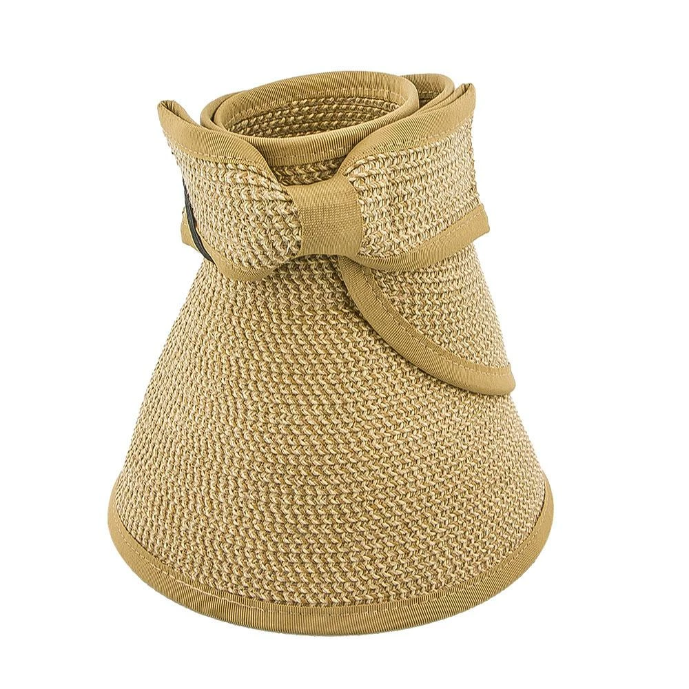 Outlet โ๏ธ Roll Up - Jeanne Simmons Tan/Tweed Toyo Straw Tan Tweed Roll Up Visor Hat - 6204 Men ๐ 6 Roll Up - Jeanne Simmons Tan/Tweed Toyo Straw Tan Tweed Roll Up Visor Hat - 6204 Men