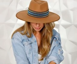 Walrus Hats Castle Brown Fedora Hat W/ Festival Bands Men