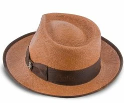 Men Bhutan - Santana Brown Panama Straw Fedora Hat