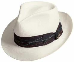 Borealis - Santana Ivory Shantung Straw Fedora Hat Men
