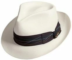 Borealis - Santana Ivory Shantung Straw Fedora Hat Men