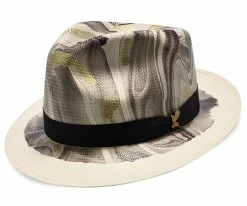 Hot Sale ⌛ Luminosity - Santana Multi-Colored Swirl Shantung Straw Fedora Hat Men ✔️ 12 Luminosity - Santana Multi-Colored Swirl Shantung Straw Fedora Hat Men