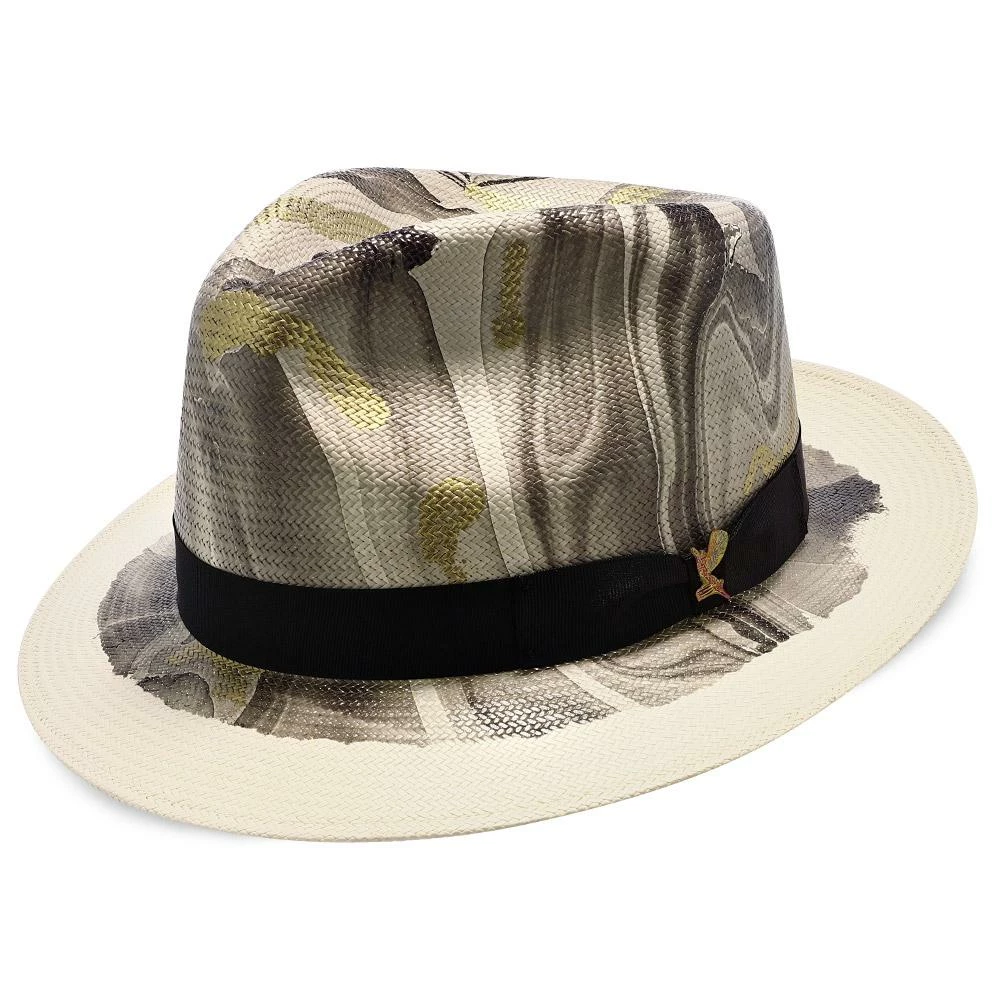 Hot Sale ⌛ Luminosity - Santana Multi-Colored Swirl Shantung Straw Fedora Hat Men ✔️ 3 Luminosity - Santana Multi-Colored Swirl Shantung Straw Fedora Hat Men