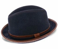 Diego - Santana Blue Cotton Denim Fedora Hat Men