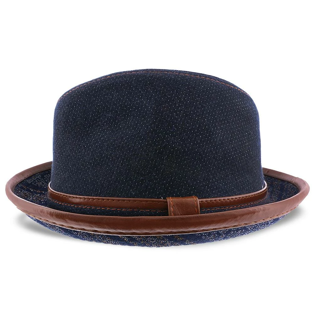 Coupon ๐ Diego - Santana Blue Cotton Denim Fedora Hat Men ๐ 4 Diego - Santana Blue Cotton Denim Fedora Hat Men