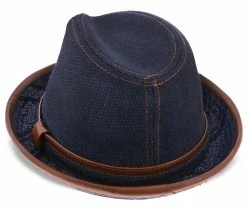 Coupon ๐ Diego - Santana Blue Cotton Denim Fedora Hat Men ๐ 12 Diego - Santana Blue Cotton Denim Fedora Hat Men