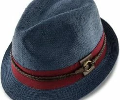 Sound - Santana Navy Toyo Straw Fedora Hat Men
