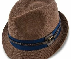 Sound - Santana Navy Toyo Straw Fedora Hat Men