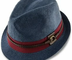Sound - Santana Navy Toyo Straw Fedora Hat Men