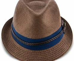 Sound - Santana Navy Toyo Straw Fedora Hat Men