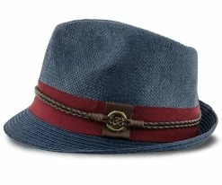 Sound - Santana Navy Toyo Straw Fedora Hat Men