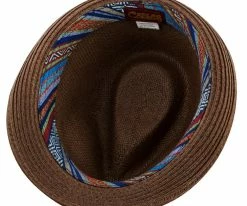 Sound - Santana Navy Toyo Straw Fedora Hat Men