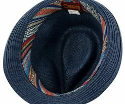Sound - Santana Navy Toyo Straw Fedora Hat Men