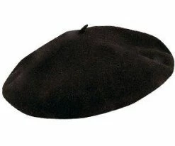 Fashionable Hats Shop 15 Scala Basque France Black Wool French Beret Hat - 10"- Made In France