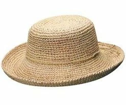 La Petite - Scala L551P Petite Natural Crocheted Raffia Wide Brim Hat Men