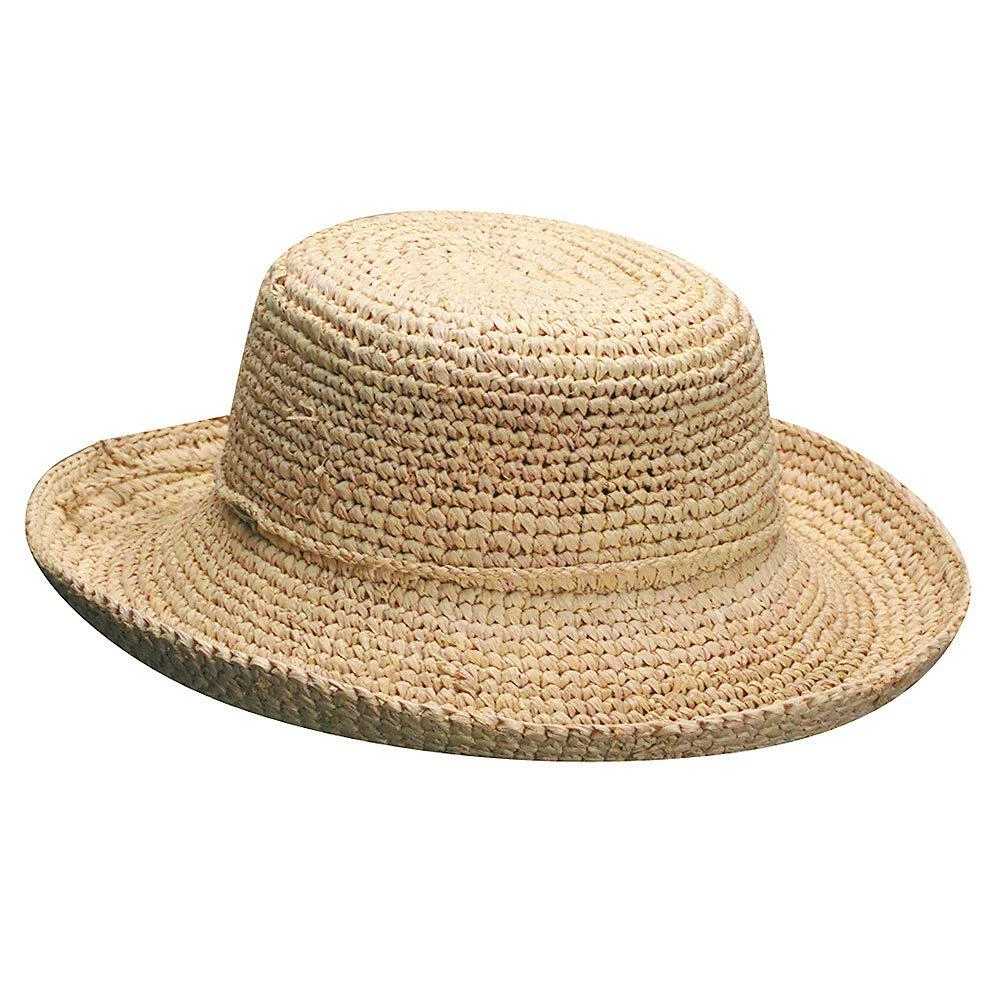 Best Sale ๐งจ La Petite - Scala L551P Petite Natural Crocheted Raffia Wide Brim Hat Men โจ 2 La Petite - Scala L551P Petite Natural Crocheted Raffia Wide Brim Hat Men