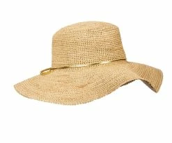The Whimsical - Scala LR649 Natural Crocheted Raffia Straw Floppy Wide Brim Safari Hat