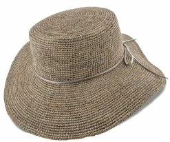 The Whimsical - Scala LR649 Natural Crocheted Raffia Straw Floppy Wide Brim Safari Hat