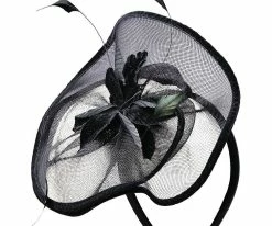 Neverland - Scala LF152 Black Trimmed Mesh Fascinator W/ Flower Feathers Men