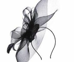 Rosa - Scala LDF34 Black Mesh Fascinator W/ Feathers & Bow Men