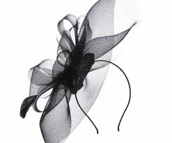 Rosa - Scala LDF34 Black Mesh Fascinator W/ Feathers & Bow Men