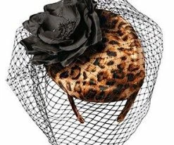 Scala LF145 Leopard Pillbox Headband Fascinator Hat W/ Flower Netting