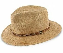 South Bay - Scala Natural 100% Raffia Straw Fedora Hat Men