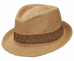 Men Scala MS380 Tea Bangkok Toyo Straw Fedora Hat