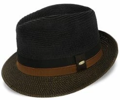Men The City - Scala Black Paper Braid Fedora Hat