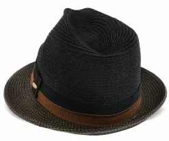New ๐ Men The City - Scala Black Paper Braid Fedora Hat ๐ 14 Men The City - Scala Black Paper Braid Fedora Hat